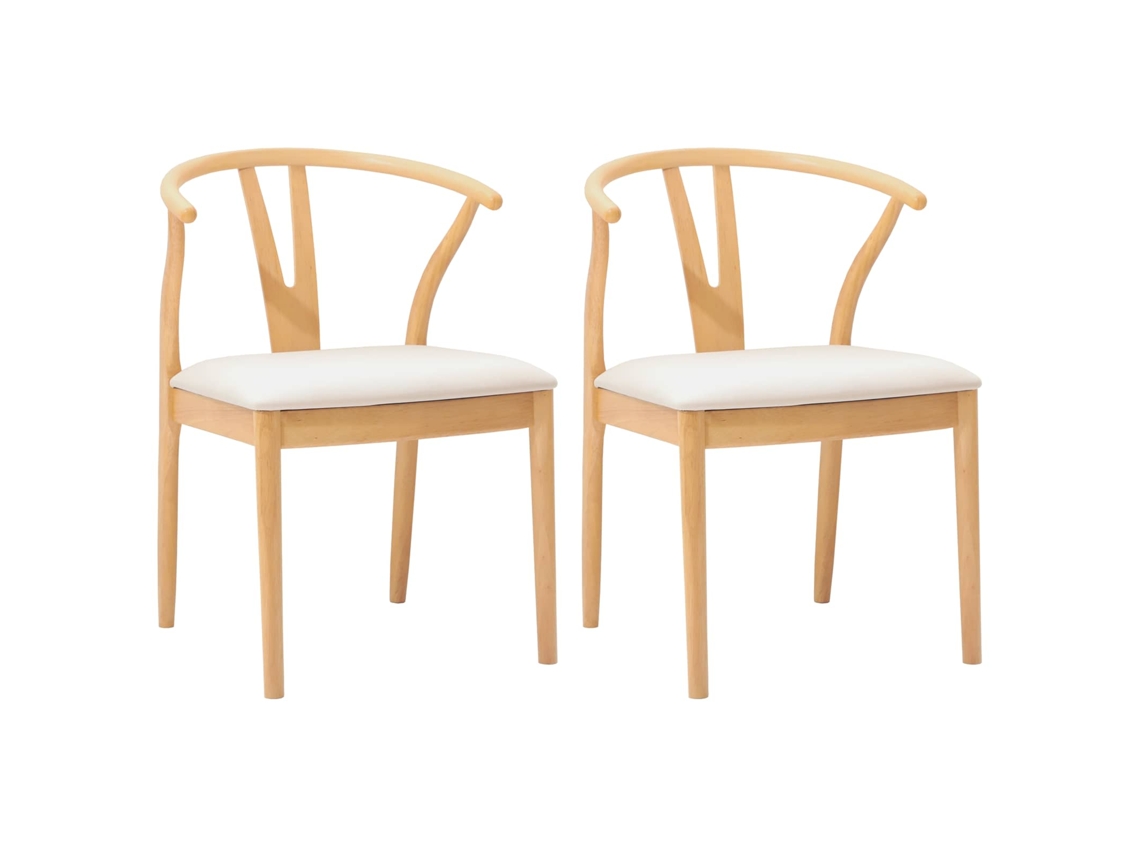 Conjunto 2 Cadeira De Jantar Vidaxl Castanho Madeira De Seringueira Maciça (54,5 X 58 X 77 Cm)