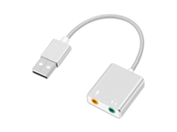 Placa de som externa USB com entrada para fone e microfone, 3,5 mm AQUAFORGE
