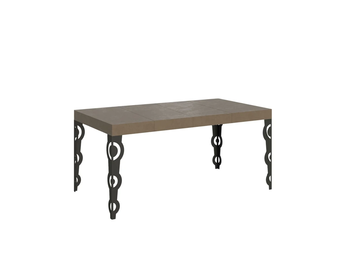 Mesa Extensível Karamay Premium 120/380x90 Cm Em Cinza Pomba Com Pés Antracite Itamoby
