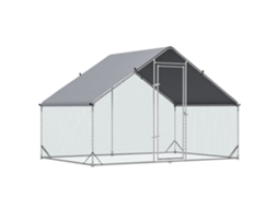Galinheiro Externo de Aço Galvanizado 3x2x2 M com Cobertura de Pe e Trava Prateada VELTUS TRADE