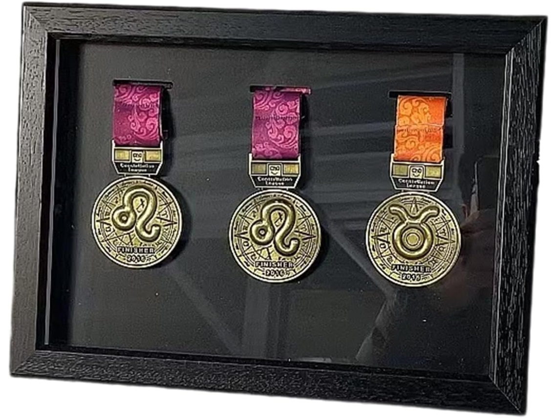 Cadre D'affichage De Médailles Noir Plusieurs Tailles (a4 (3 Medalhas)) Boîte Stockage Medalhas Para Coureurs,