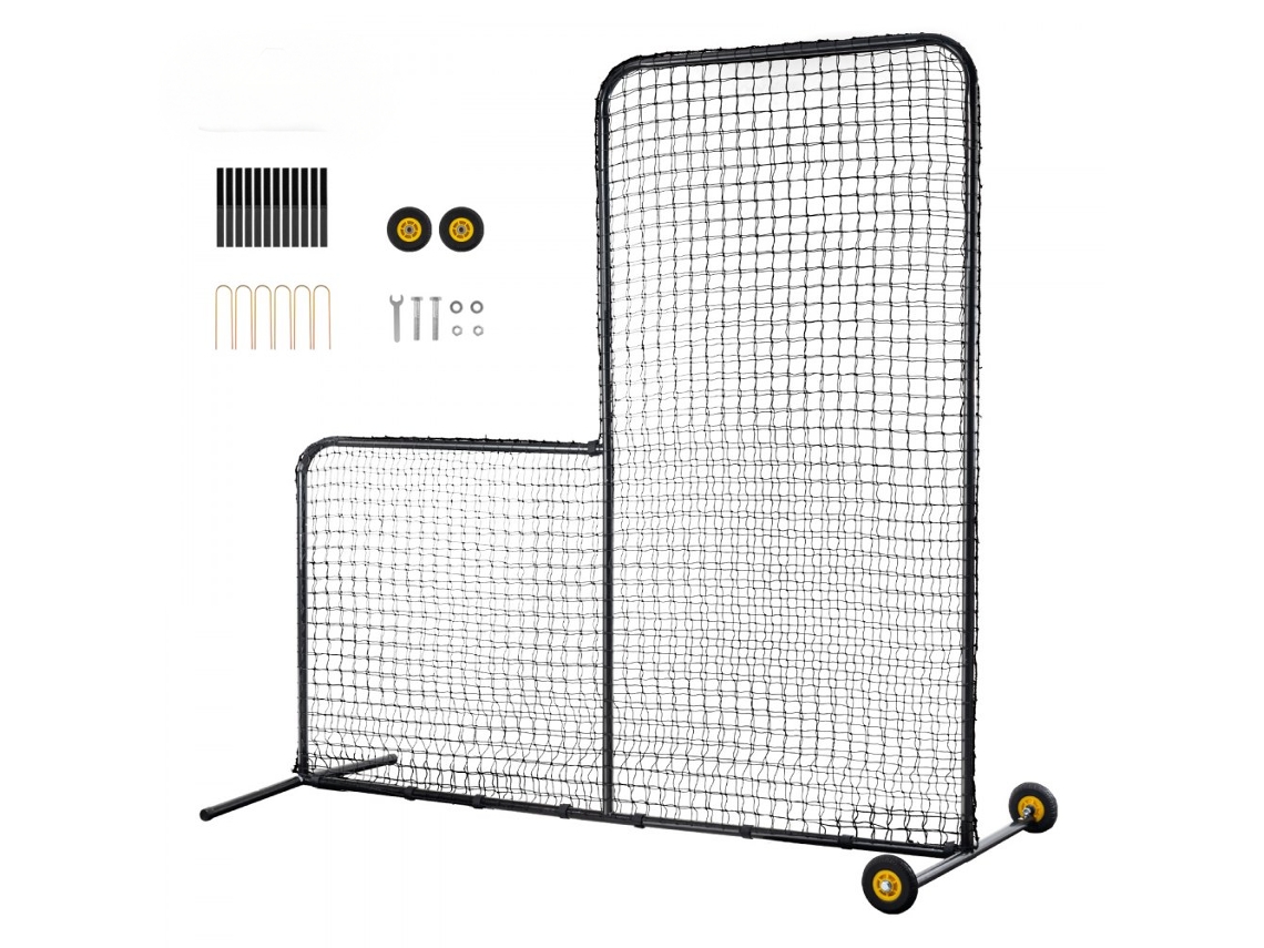 Tela De Proteção L Screen 213x213cm Para Baseball E Softball Com Rodas E Bolsa Tekmaquinas