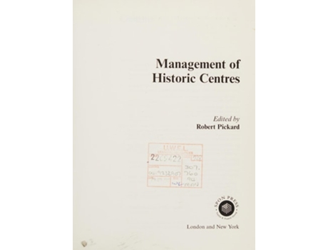 Livro Management of Historic Centres de Robert Pickard (Inglês)
