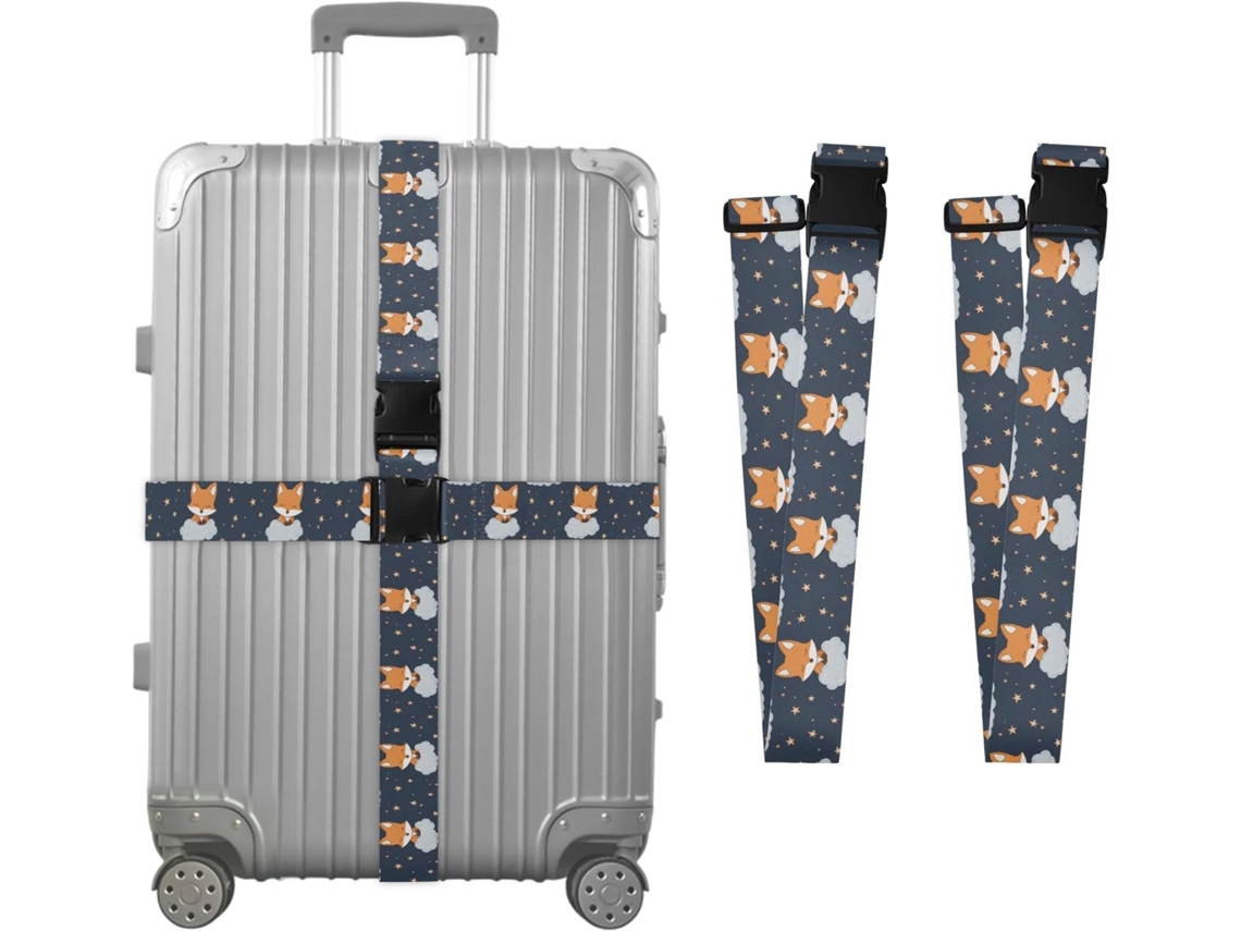 Conjunto De 2 Cintas Bagagem Personalizadas Fox Cloud Para Malas Com Fivelas Ajuste