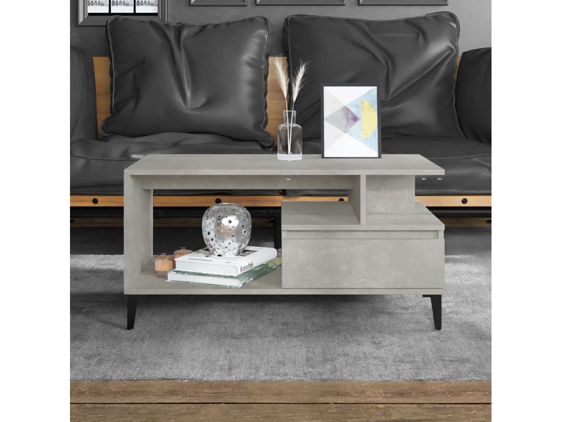 Vidaxl Mesa De Centro 90x49x45 Derivados De Madeira Cinzento Cimento