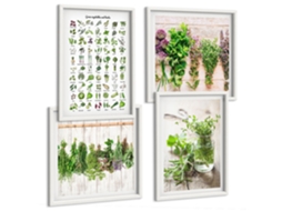Quadros Decorativos Para Parede Ervas Secas Para A Cozinha Moldura Branca Imagens Para Um Quarto Infantil Espelharte (conjunto De 4 Imagens)