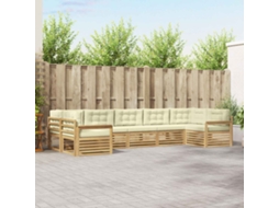 Vidaxl Conjunto De Sofás Para Exterior 7 Unid. Branco E Creme