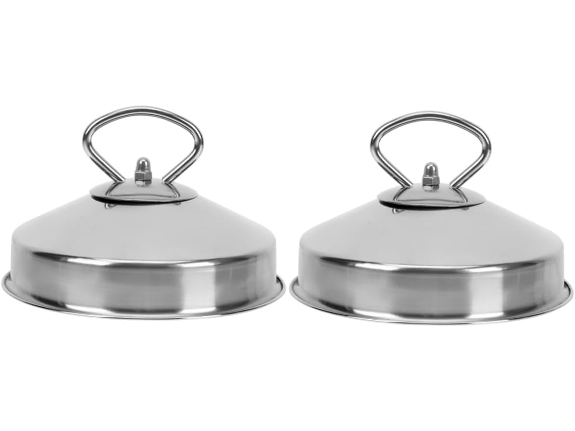Conjunto De 2 Tampas De Aço Inoxidável Para Churrasqueira A Vapor, Acessórios Para Grelhas Planas, Tampa Redonda Para Defumação, Prata Gokoco
