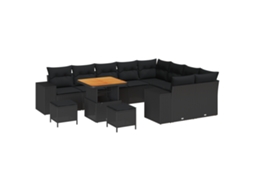 Conjunto 12 Móveis Para Exterior Vidaxl Preto Vime Pe (80 X 80 X 71 Cm)