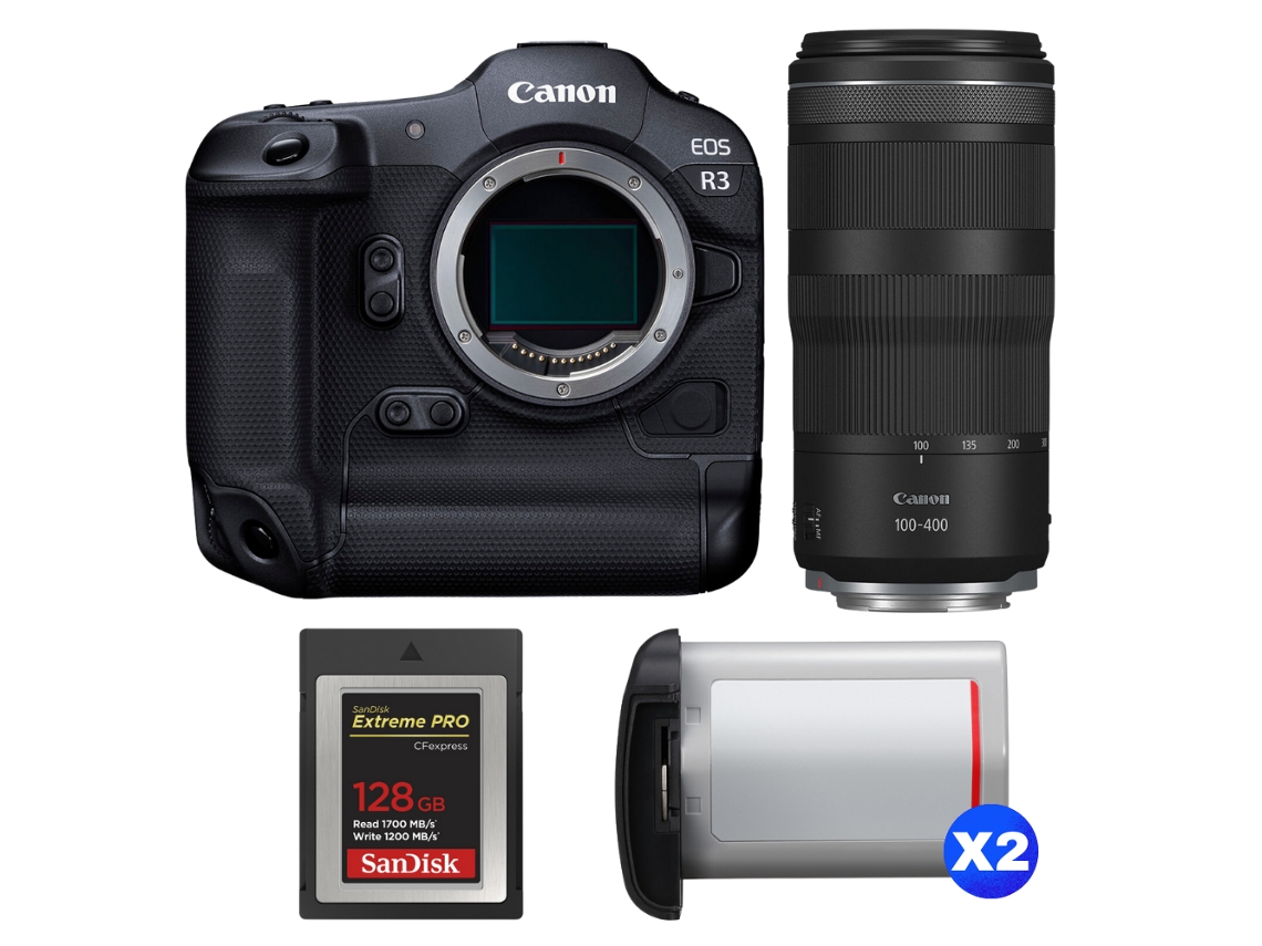Eos R3 + Rf 100 400mm F/5.6 8 Is Usm + 1 Sandisk 128gb Extreme Pro Cfexpress Type B + 2 Canon Lp e19 + Ebook Pricedirect CANON