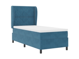 Conjunto 1 Cama Box Vidaxl Azul Veludo (200 X 90 Cm)