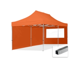 Tenda Dobrável 3x6m, Alumínio Econômico 32mm, Laterais Com Janelas Panorâmicas, Laranja