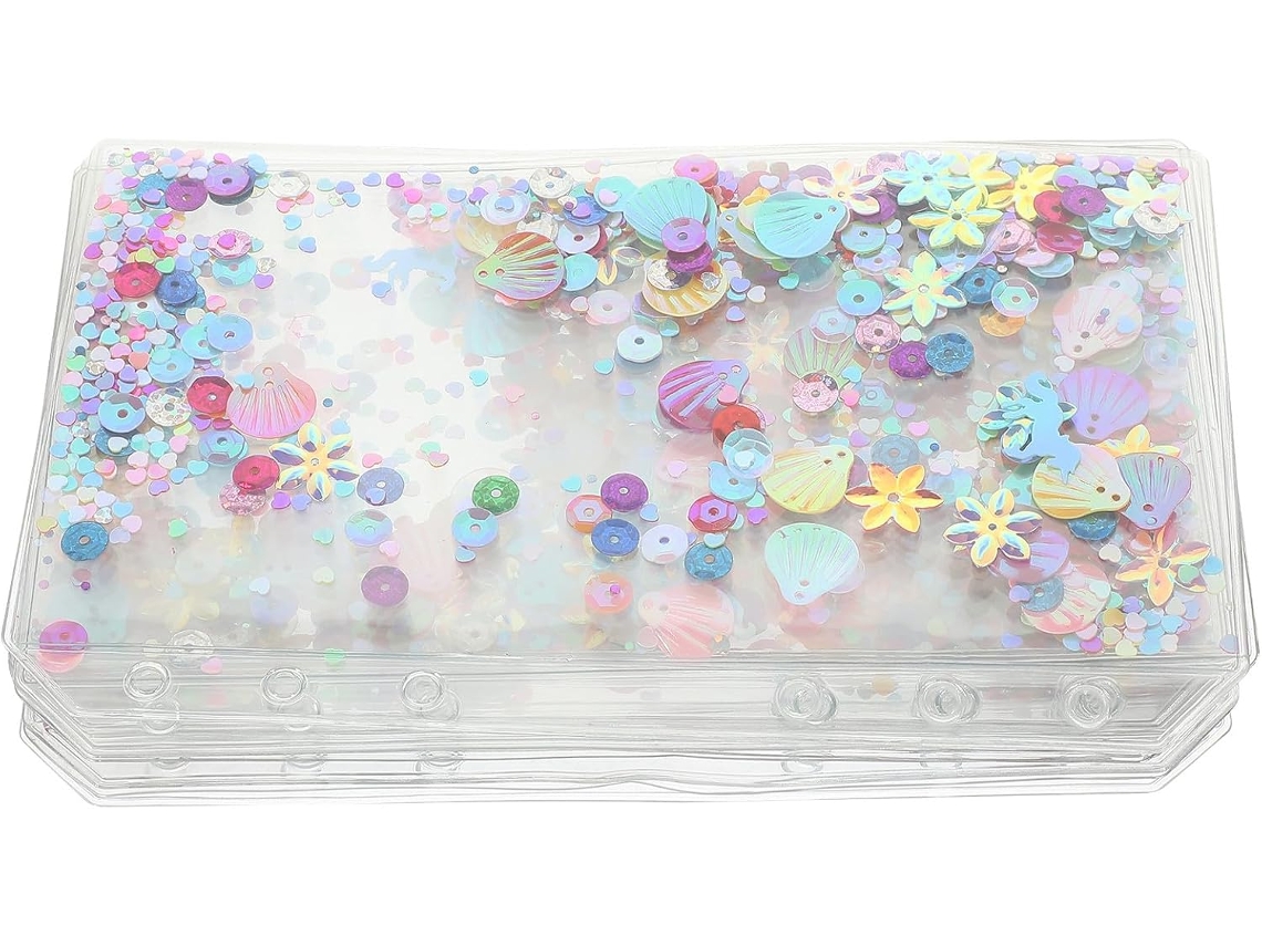 Conjunto de 10 Divisórias Transparentes em Pvc Tamanho A6 com Seis Furos, Abas Coloridas para Material Escritó