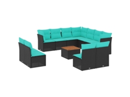 Maison Exclusive - 12 Pcs Conjunto De Sofás De Jardim Com Almofadões Vime Pe Preto