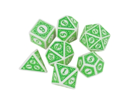 Ats conjunto de 7 Dados Poliédricos Transparentes com Números Impermeáveis Portáteis para Jogos de Mesa e Rpg Verde