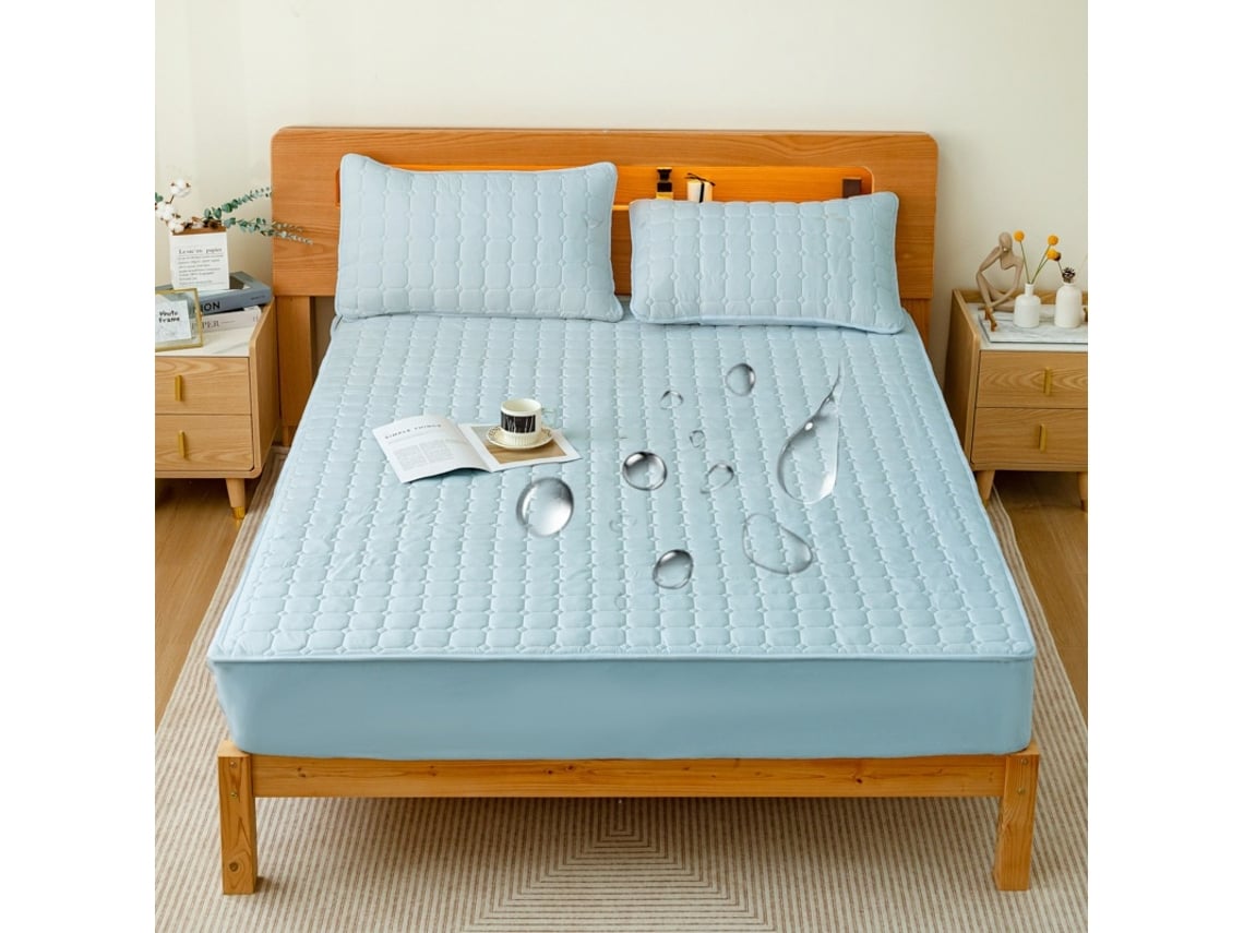 Protetor De Colchão Impermeável, Macio E Lavável, Azul-celeste, 150x220 Cm Elysve