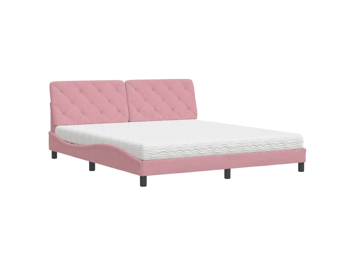 Bed, Beds Vidaxl Cor-de-rosa Veludo (180 X 200 Cm)