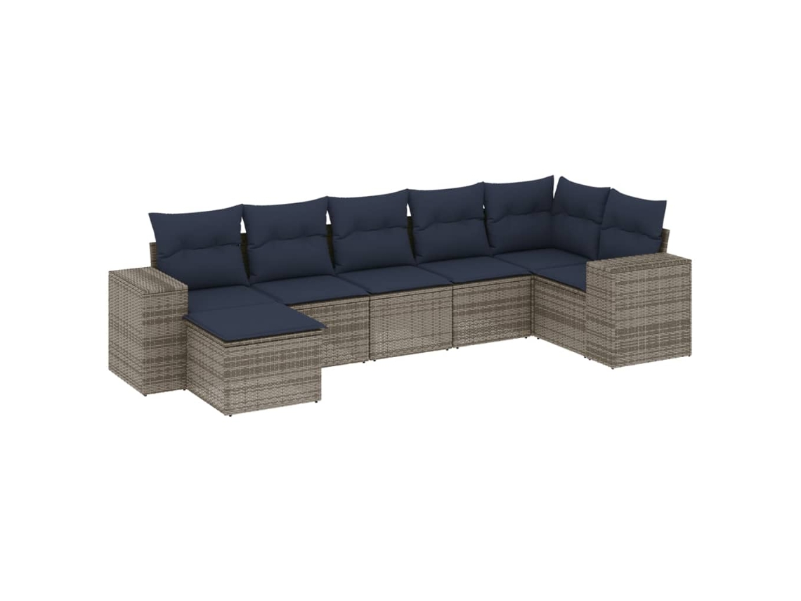 Conjunto de Sofá de Jardim, 7 Peças, Almofadas, Rattan Cinza MAISON EXCLUSIVE