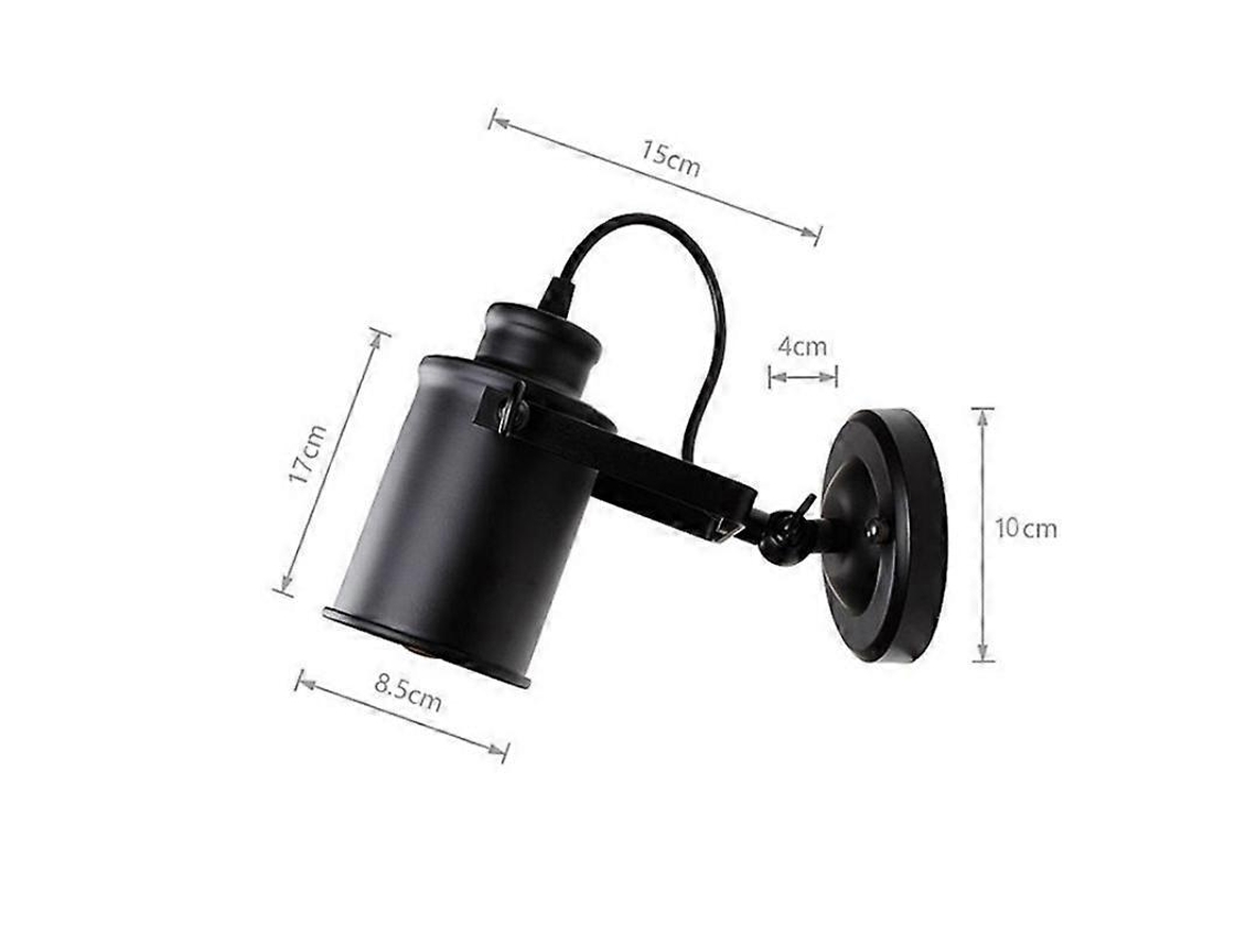 Rebe farola de Pared Vintage de Hierro Interior Ajustable E27 Negro Clase Energética e