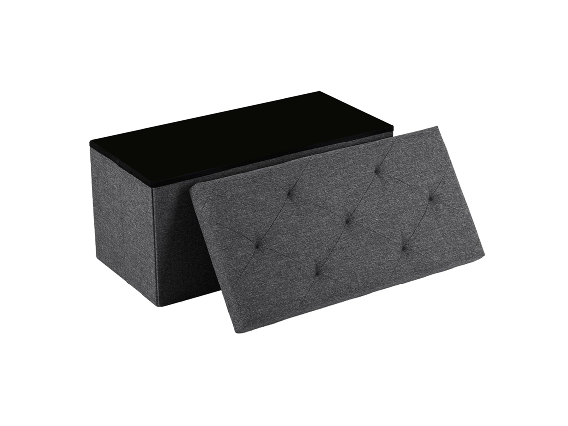 Nemora 75 - Baú Otomano 76x38x38 cm com Suporte para Pesos em Tecido Cinza