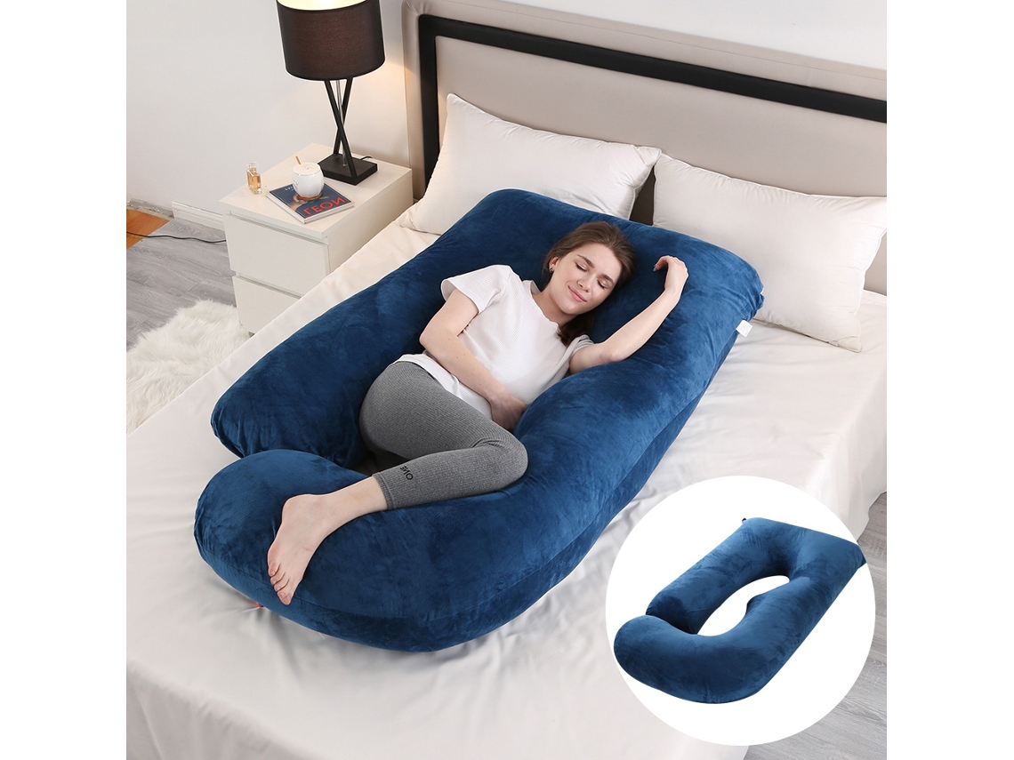 Almofada de Gravidez, Almofada para Dormir de Suporte Integral para o Corpo com Capa Removível,azul Escuro/175x90x65cm DIGITALLAB
