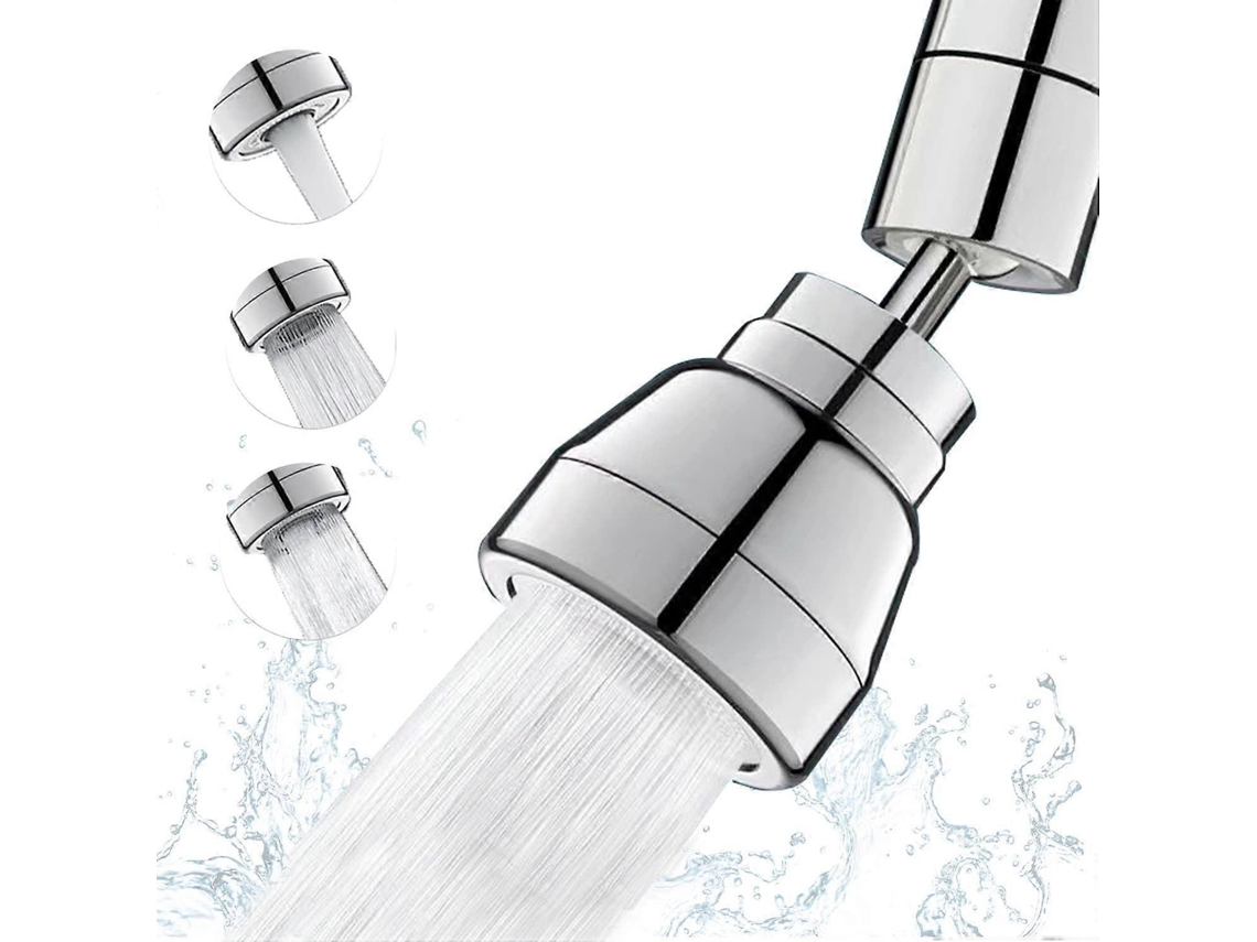 Rebe 3 Modos Ducha Grifo Cocina 360 Grados Rotatoria Aerador Ahorrador de Agua Adaptador Universal Latón Abs