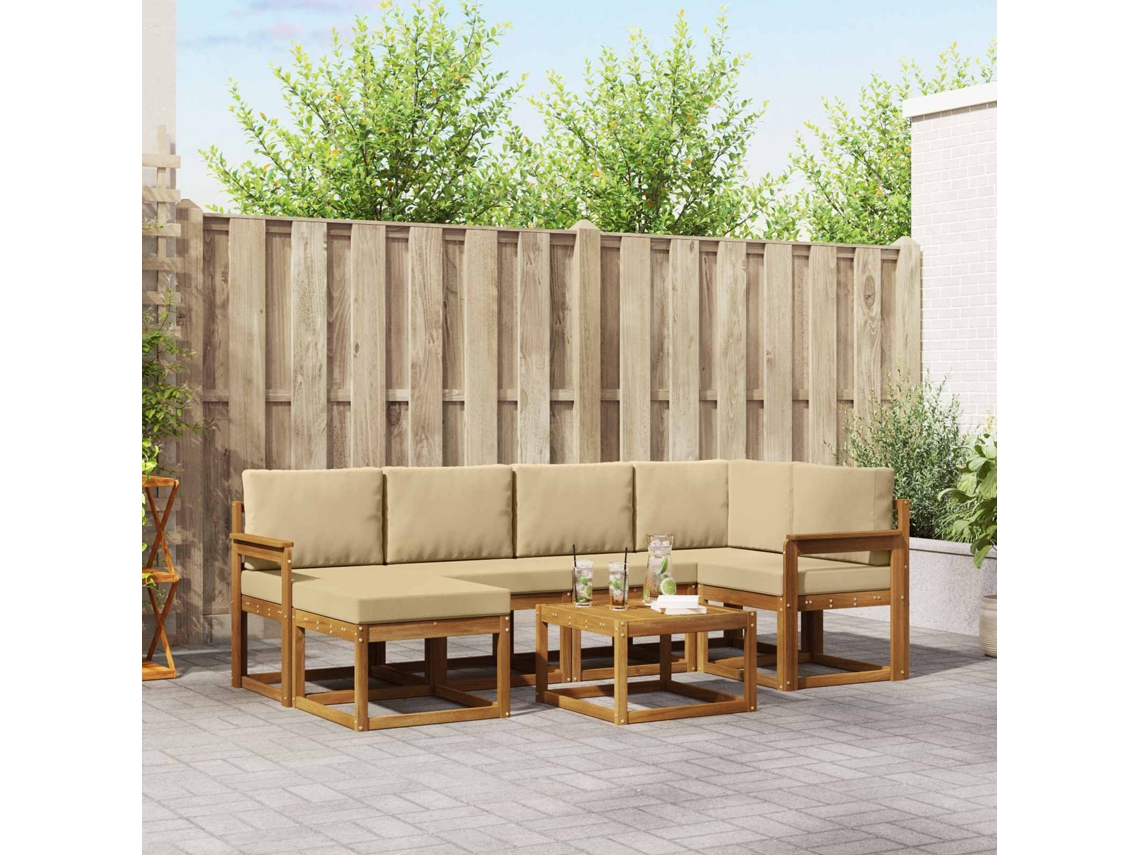 Vidaxl Conjunto De Sofás Para Exterior 7 Unid. Natural E Bege