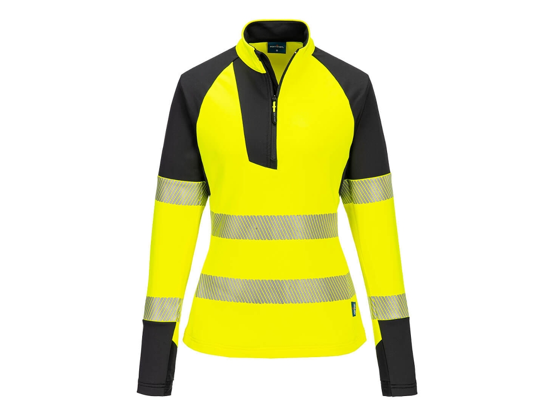 Moletom Pw3 De Alta Visibilidade Com Zíper 1/4 Para Mulheres / Laranja Preto / M Portwest