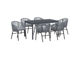 Conjunto 7 Conjunto De Jantar Para Jardim Vidaxl Cinzento Vime Pe (180 X 80 X 74 Cm)