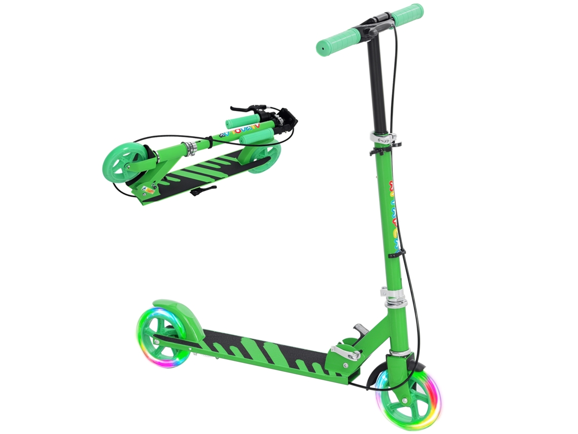 Patinete Infantil, Freios Duplos, Estrutura Metálica, Apoio Para Os Pés, Dobrável, 3-8 Anos, Verde