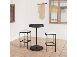 Vidaxl 3 Pcs Conjunto Bar De Jardim Com Almofadões Vime Pe Preto