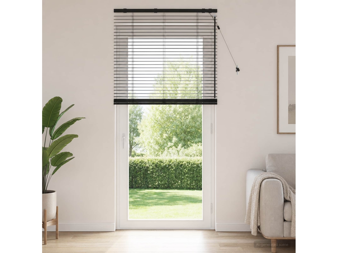 Vidaxl Cortina Veneziana Preto 80 X 250 Cm 35 Mm
