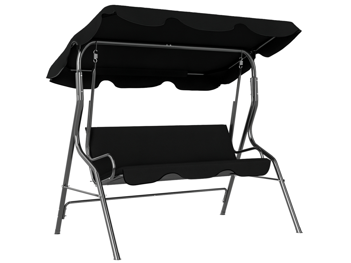 Balanço de 3 Lugares CHEZMOI (com cobertura ajustável, almofadas, aço e poliéster)