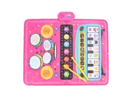 Ats tapete Musical 3 em 1 para Crianças com Teclado Piano e Batseria, Brinquedo Educatsivo Precoce para Meninas e Meninos Rosa