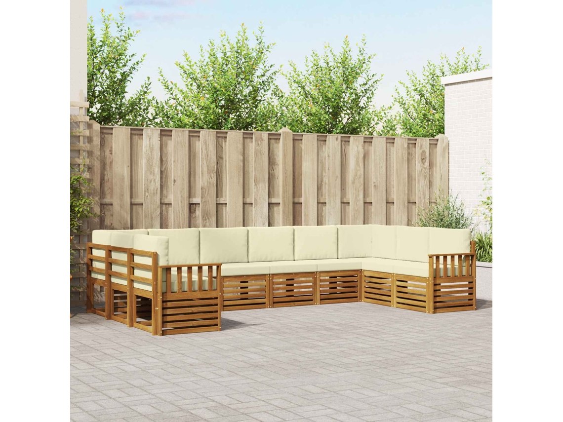 Vidaxl Conjunto De Sofás Para Exterior 10 Unid. Natural E Creme
