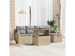 Vidaxl Conjunto De Sofá De Jardim 6 Unid. Bege Vime Pe