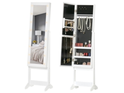 Armário porta joias com espelho ajustável e luz LED, 36x30x136cm BTFORUS