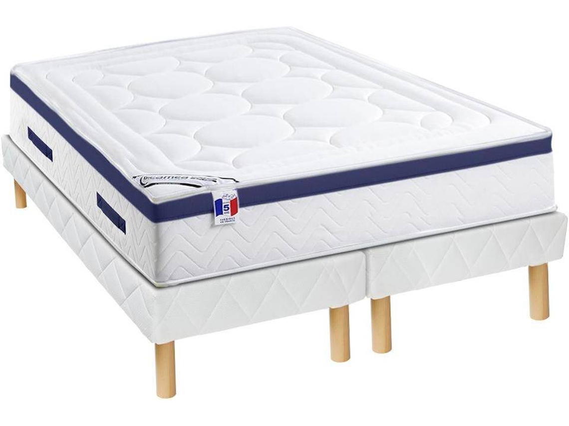 Colchão com Sommier Estofado Marquis DREAMEA (Azul Escuro - Madeira - 200x180x30 cm)