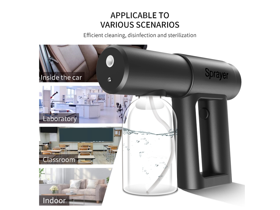 Nebulizador portátil Nano Primerox recarregável via USB, 280ml, com alcance de 2m.
