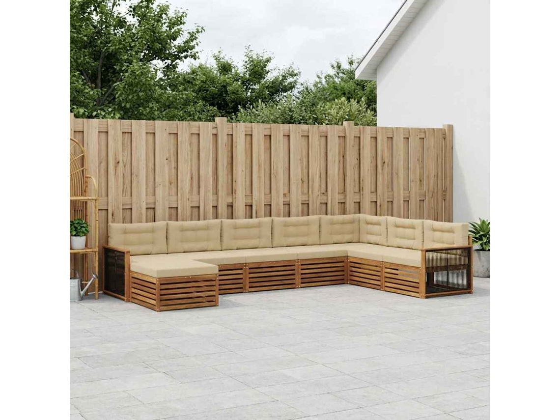 Vidaxl Conjunto De Sofás Para Exterior 8 Pcs Natural E Bege