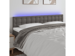 Cabeceira Cama C/ Led 200x5x78/88cm Couro Artificial Cinzento
