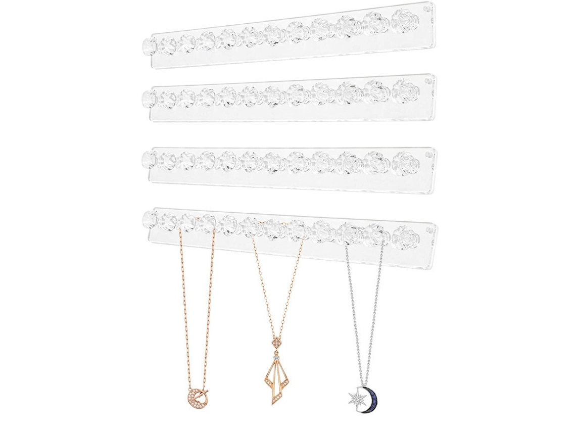 Suporte Para Colar De Pérolas Acrílico 12 Suportes Para Parede 34 X 3.5 Cm