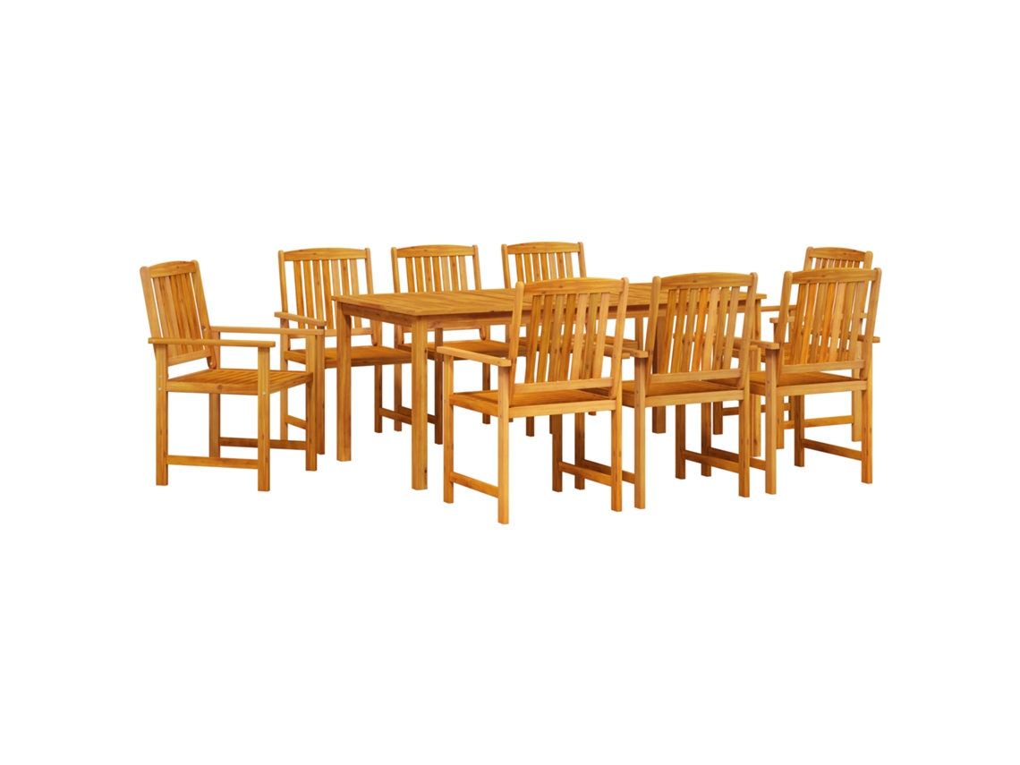 Conjunto 9 Conjunto De Jantar Para Jardim Vidaxl Castanho Madeira De Acácia Maciça (200 X 100 X 74 Cm)