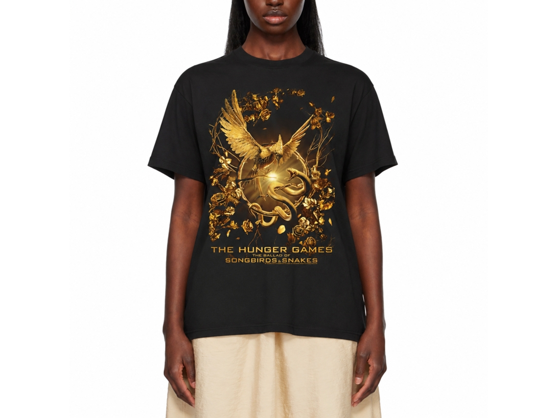 Rockinstone Hunger Games Movie Songbird Snakes Poster Black Adult T-shirt Size:xl