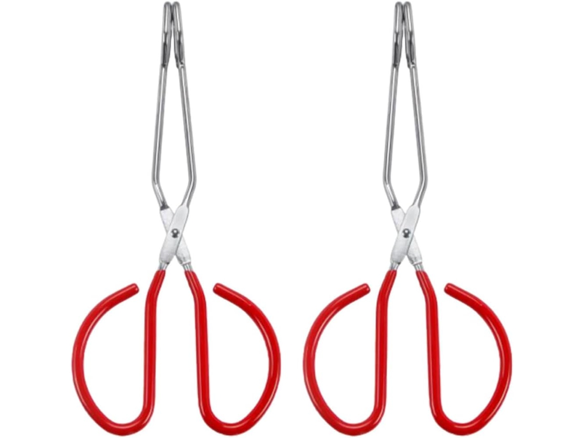 Pinças Anti Escaldantes Yarnow, Em Aço Inoxidável Vermelho, Conjunto De 2, Design Antiderrapante E Formato Longo, Ideais