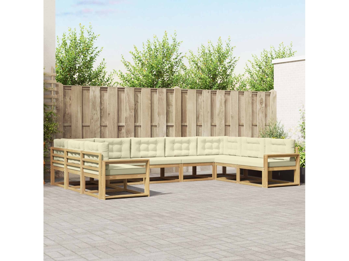 Vidaxl Conjunto De Sofás Para Exterior 9 Unid. Branco E Creme