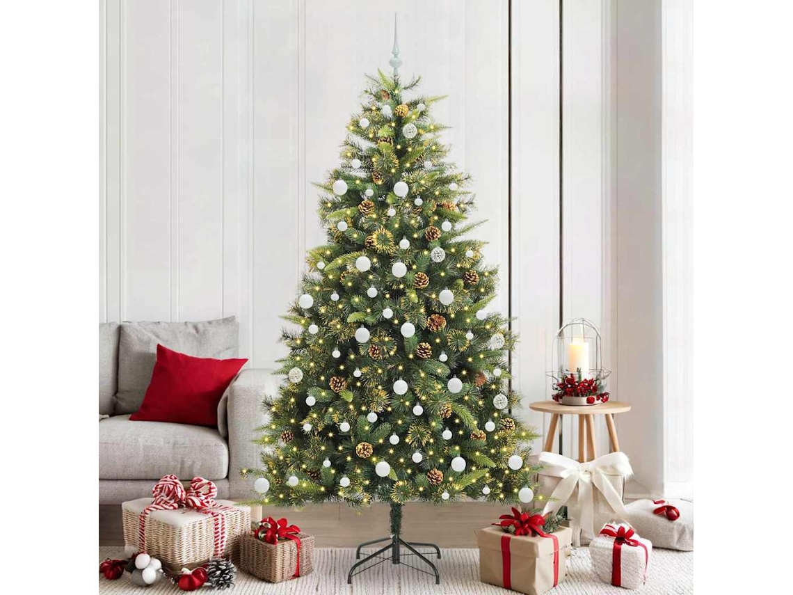 Vidaxl Árvore De Natal Artificial Articulada Com Cones Verde 210 Cm
