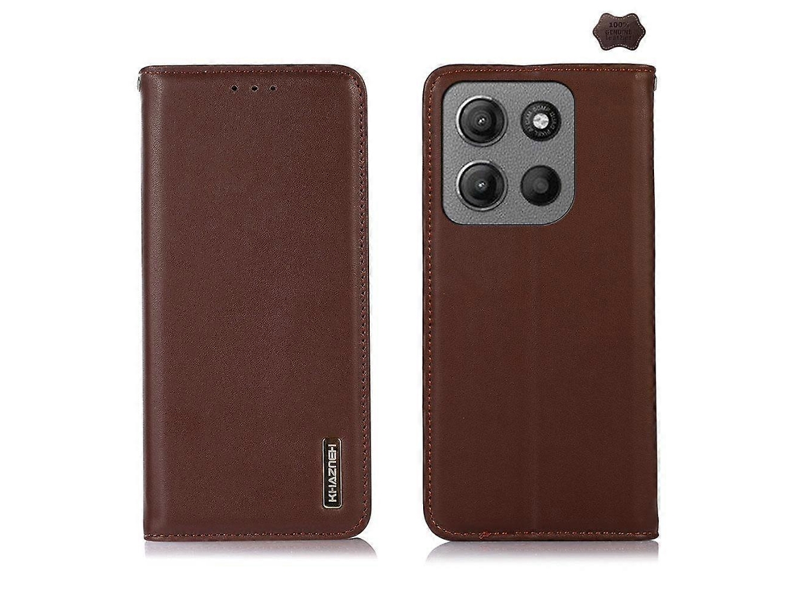 Capa Para Celular Motorola Moto G15 4g / G05 Khazneh Em Couro Bovino De Camada Superior Nappa