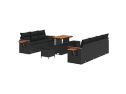 Maison Exclusive - Conjunto De Sofá De Jardim Com Almofada 13 Pcs Preto Vime Pe