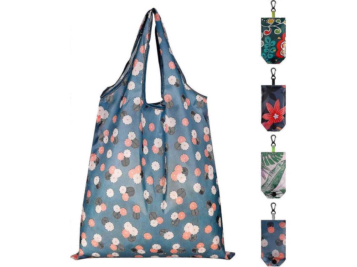 Conjunto de 4 Sacolas de Compras Reutilizáveis, Dobráveis ​​e Laváveis. GOKOCO
